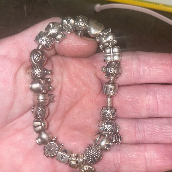 Silver fully loaded Pandora charm bracelet size 7.75 inches - Picture 8 of 11